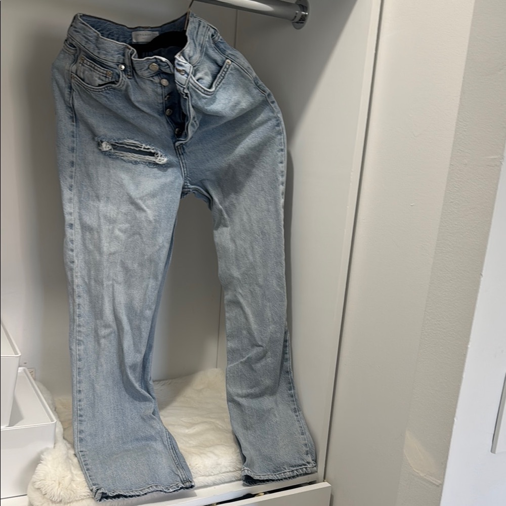 Topshop Light Blue Straight Leg Jeans